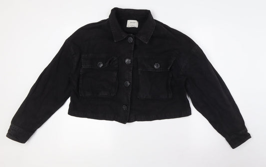 Bershka Womens Black Jacket Size L Button