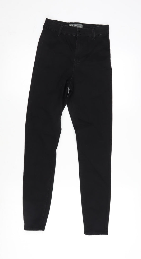 Additional front view of Denim & Co. women’s black cotton blend straight jeans, size UK 6, 26-inch leg regular zip