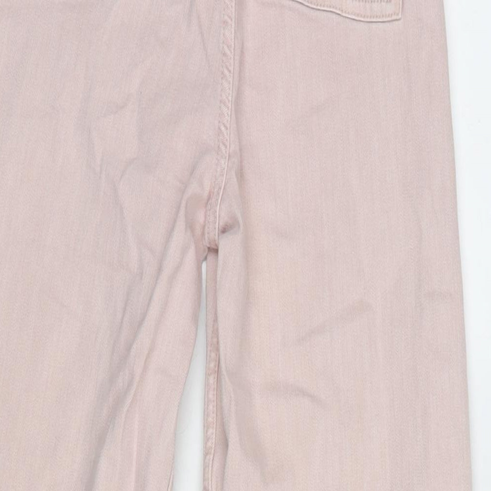 Denim & Co. Womens Pink Cotton Blend Wide-Leg Jeans Size 6 L26.5 in Regular Zip