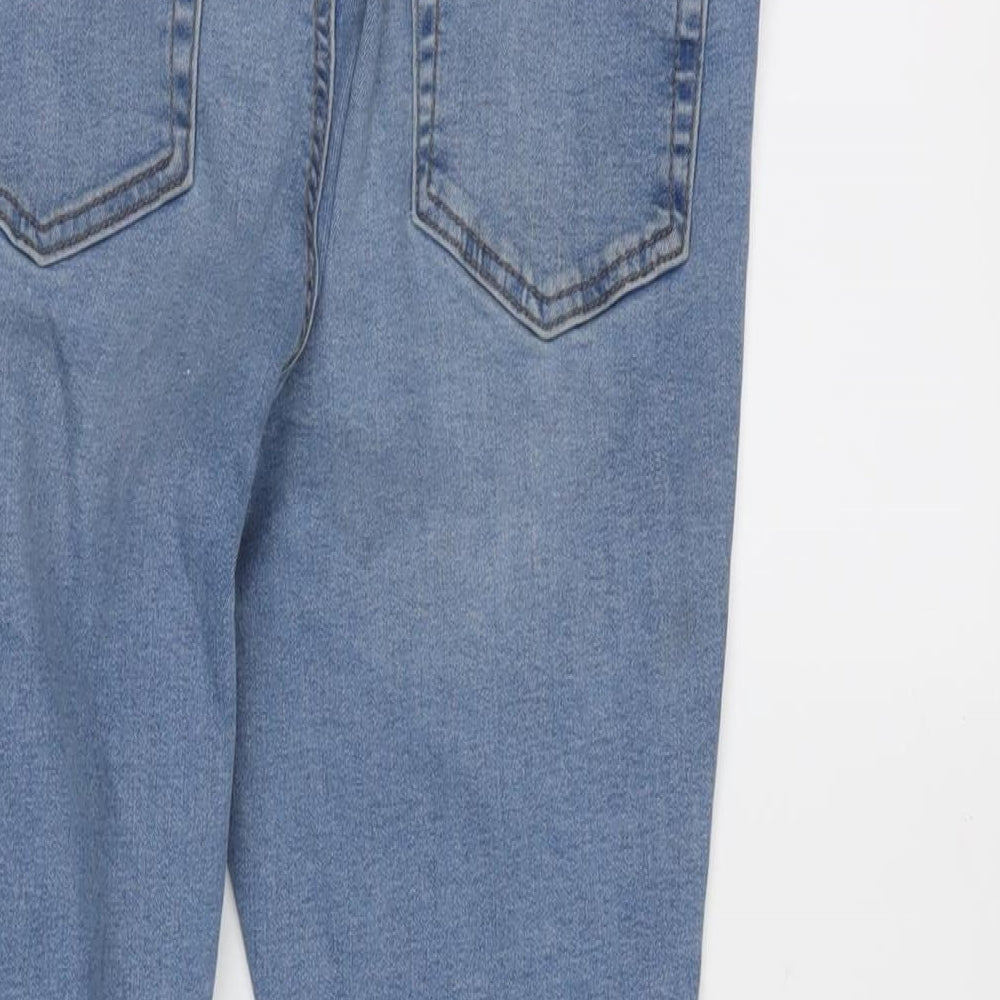 Denim & Co. Womens Blue Cotton Blend Tapered Jeans Size 14 L24.5 in Regular Zip