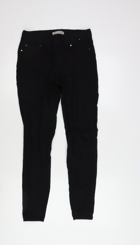 Additional front view of Denim & Co. women’s black cotton blend jegging jeans, size UK 8, 27-inch leg regular