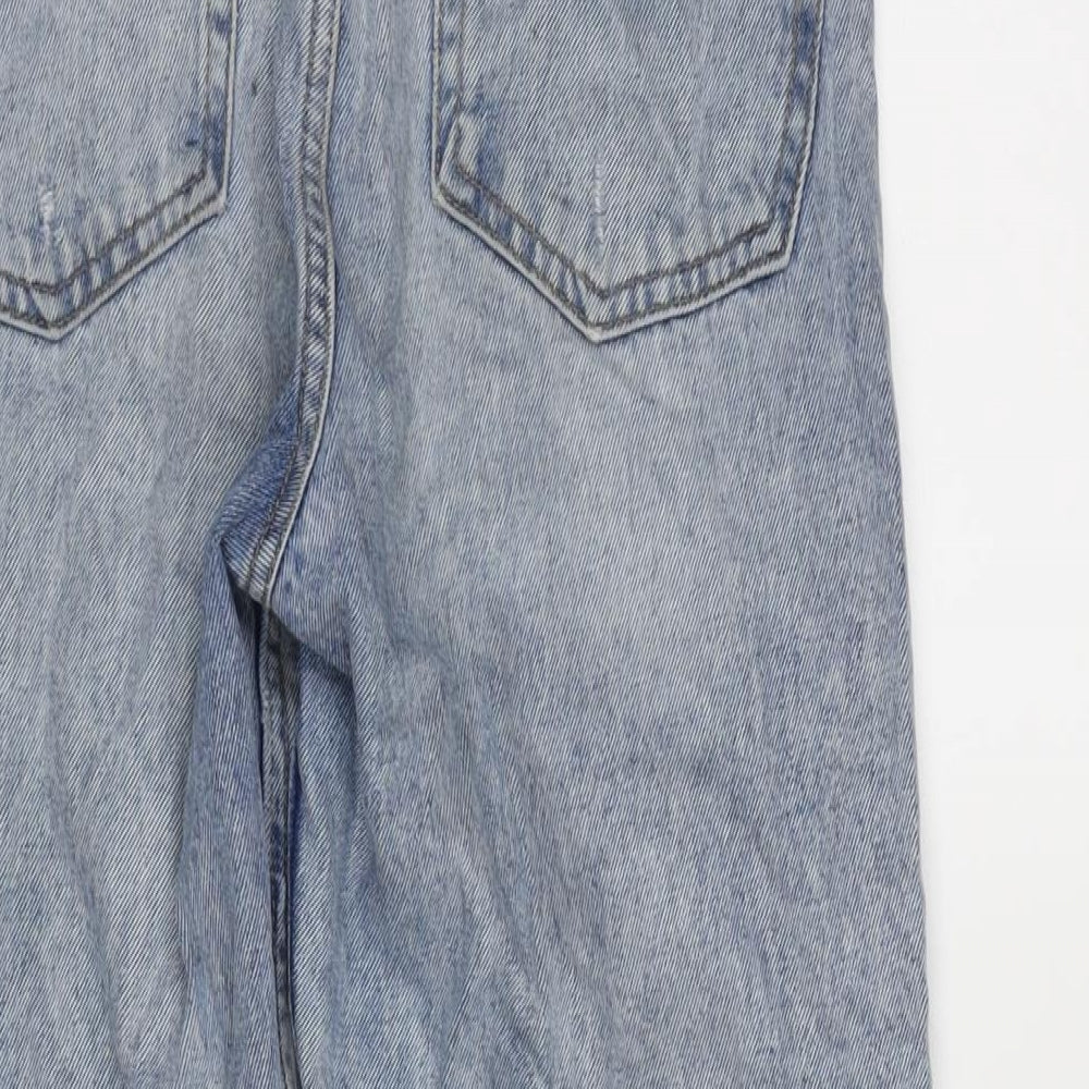 Denim & Co. Womens Blue Cotton Straight Jeans Size 8 L26 in Regular Button - Raw Hem