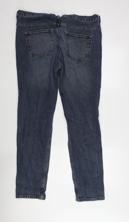 TU Mens Blue Cotton Blend Straight Jeans Size 42 in L34 in Slim Zip