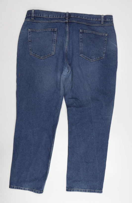 George Mens Blue Cotton Straight Jeans Size 44 in L33 in Regular Zip
