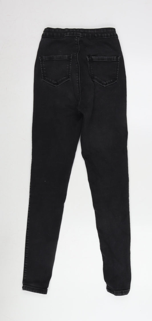 Missguided Womens Grey Cotton Blend Tapered Jeans Size 6 L28 in Regular Zip