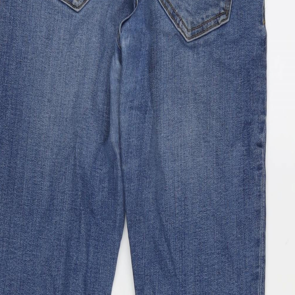 Zara Womens Blue Cotton Blend Tapered Jeans Size 6 L26 in Regular Zip