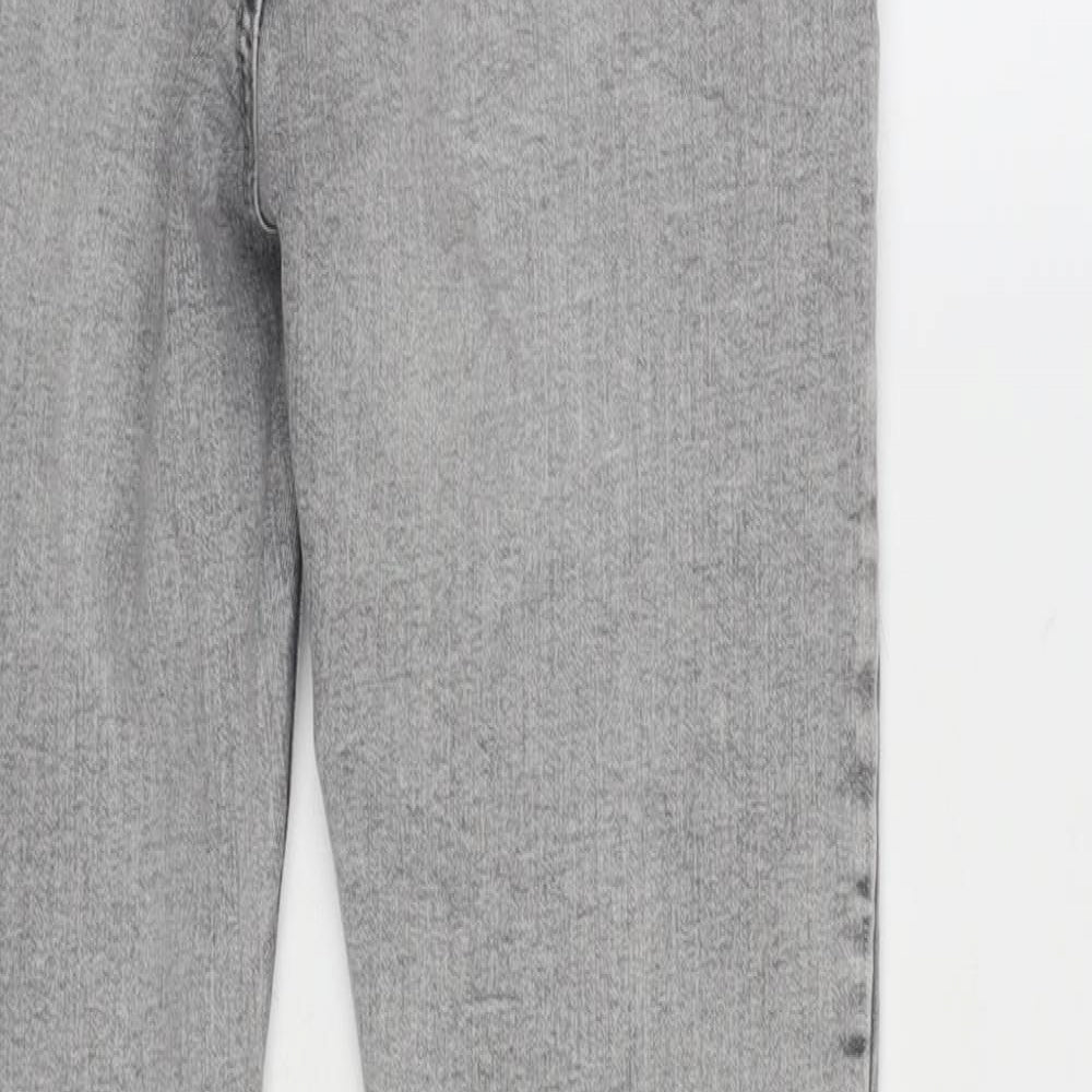 Denim & Co. Womens Grey Cotton Blend Tapered Jeans Size 10 L28 in Regular Zip