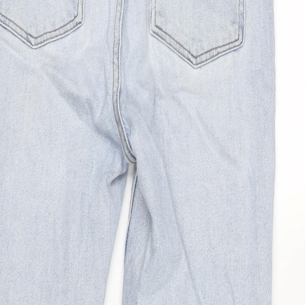 Denim & Co. Womens Blue Cotton Blend Straight Jeans Size 10 L25.5 in Regular Zip - Raw Hem