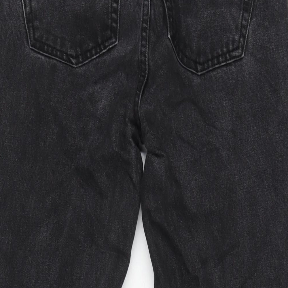 Denim & Co. Womens Grey Cotton Blend Straight Jeans Size 6 L25 in Regular Zip - Raw Hem