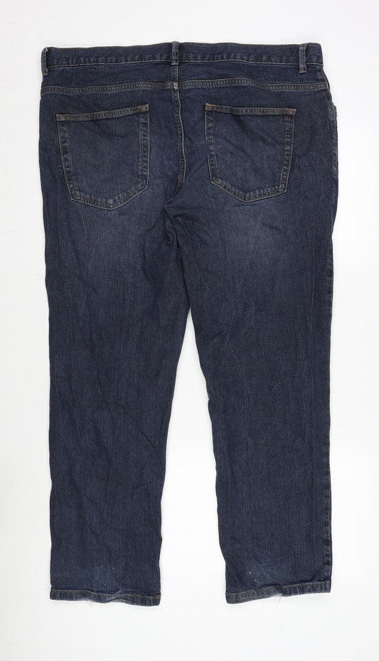 TU Mens Blue Cotton Blend Straight Jeans Size 40 in L30 in Regular Zip