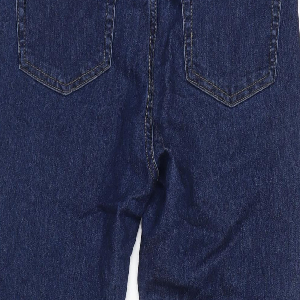 Boohoo Womens Blue Cotton Blend Straight Jeans Size 10 L27 in Regular Zip