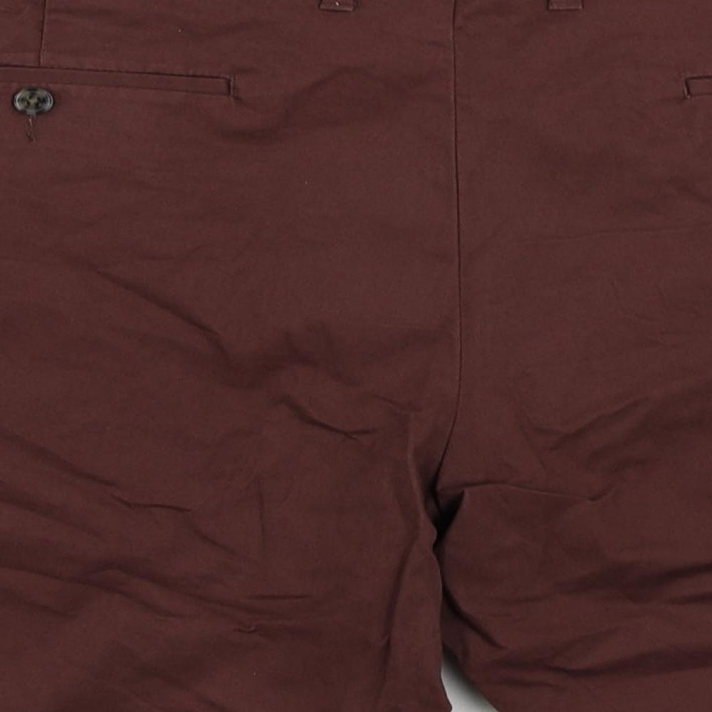 Marks and Spencer Mens Brown Cotton Chino Shorts Size 44 in L8 in Regular Zip