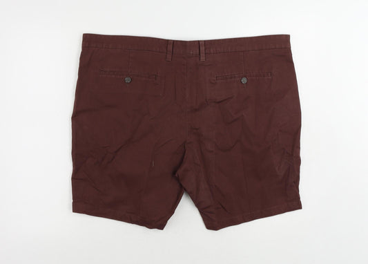 Marks and Spencer Mens Brown Cotton Chino Shorts Size 44 in L8 in Regular Zip