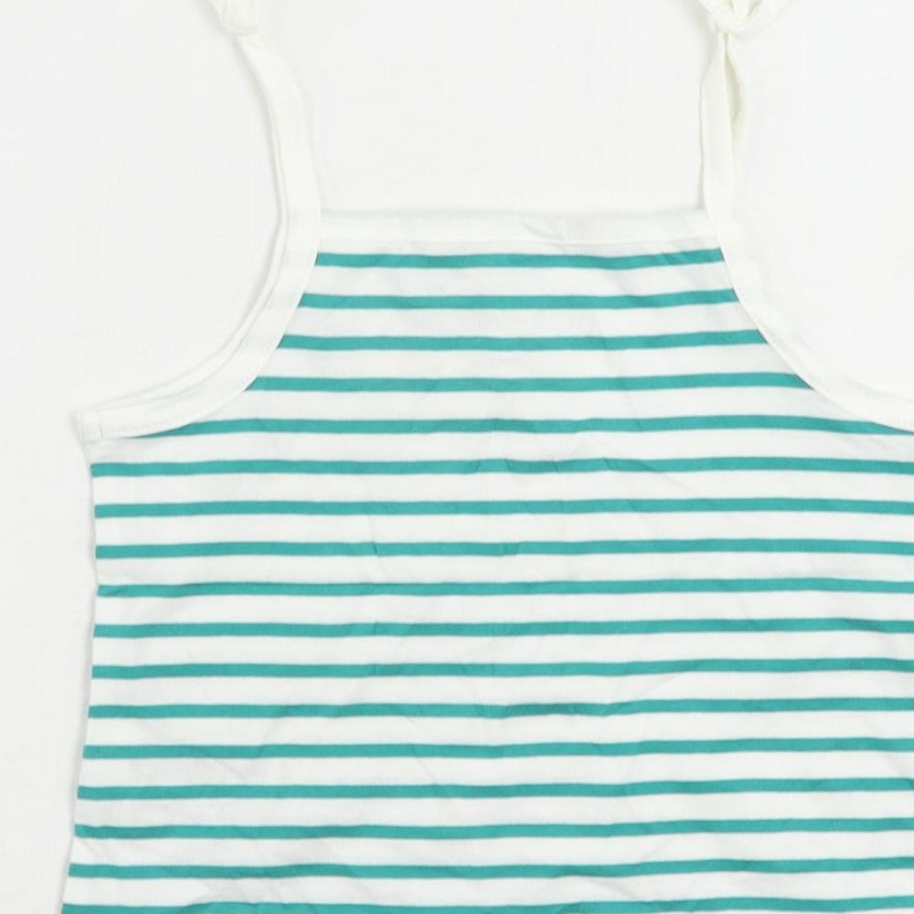 Marks and Spencer Girls Green Cotton Camisole Tank Size 3-4 Years Square Neck Pullover