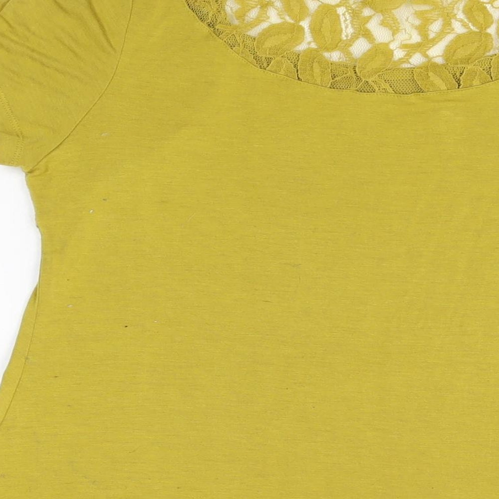 Womens UK Size 14 BM Yellow Basic T-Shirt