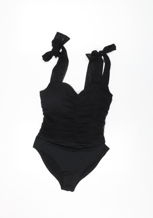 Womens UK Size 10 Quiz One-Piece Black Bodysuit