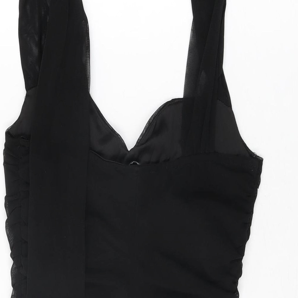 Quiz Womens Black Polyester Bodysuit One-Piece Size 10 Snap