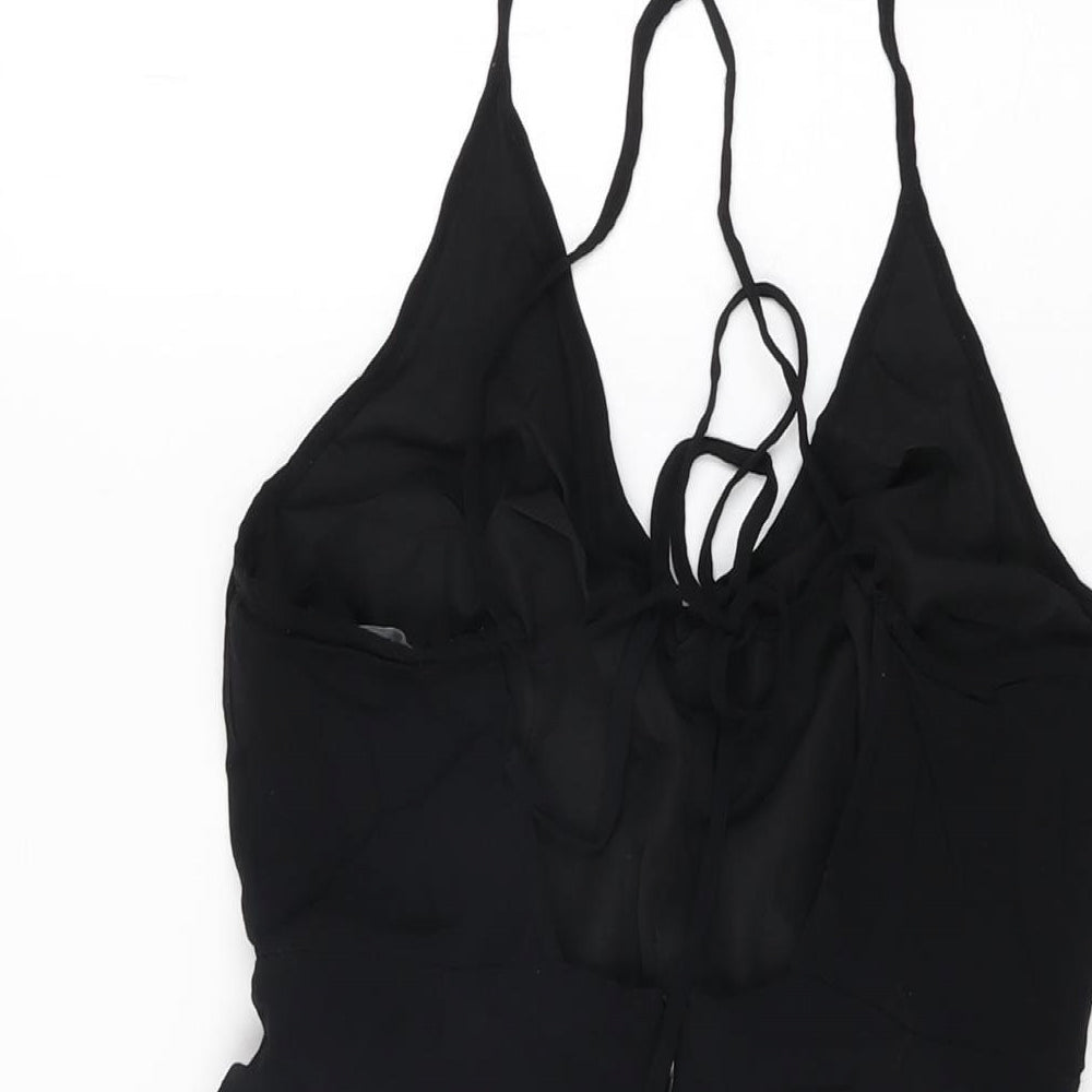 FOREVER 21 Womens Black Polyester Mini Size S V-Neck Zip