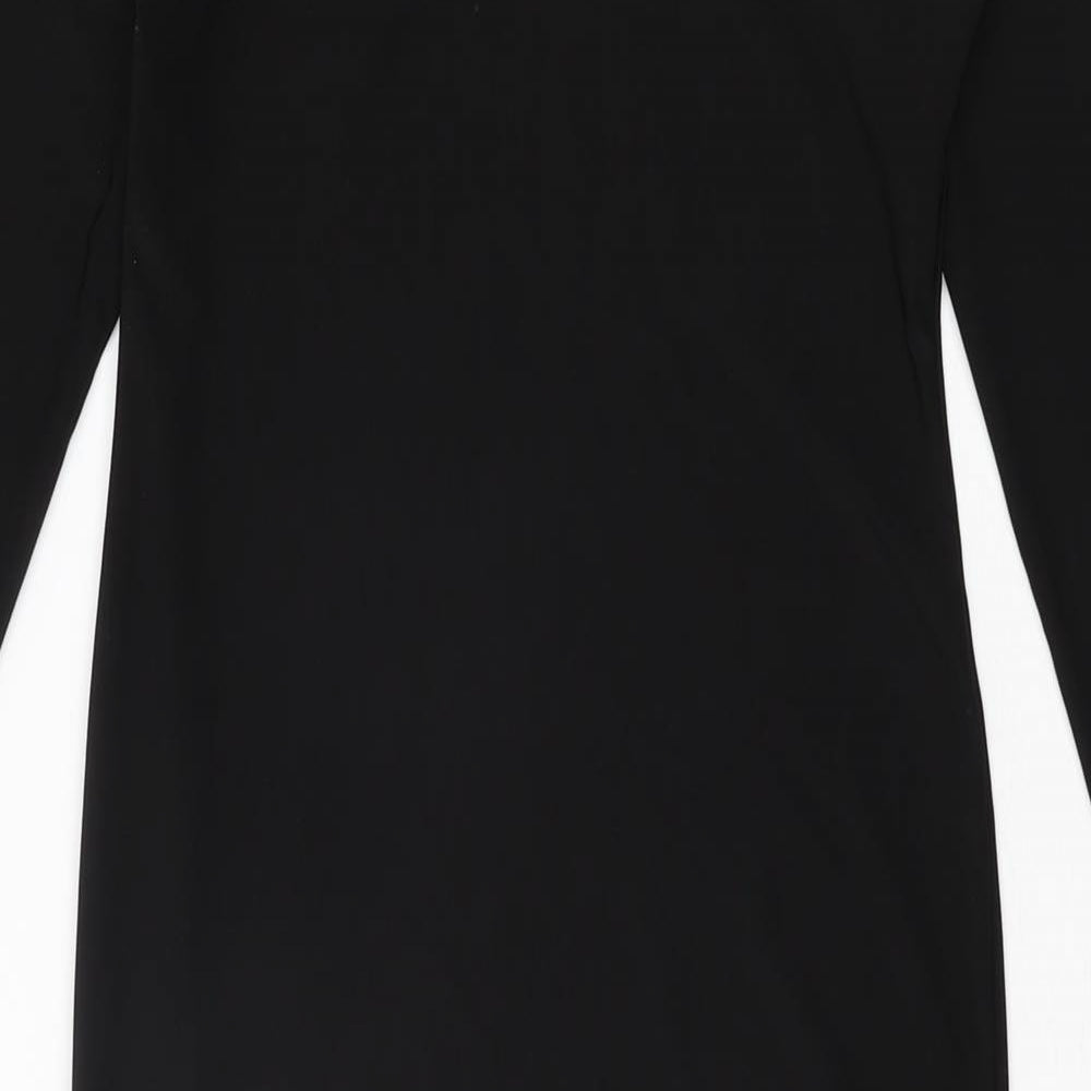 PRETTYLITTLETHING Womens Black Polyester Bodycon Size 10 Scoop Neck Pullover