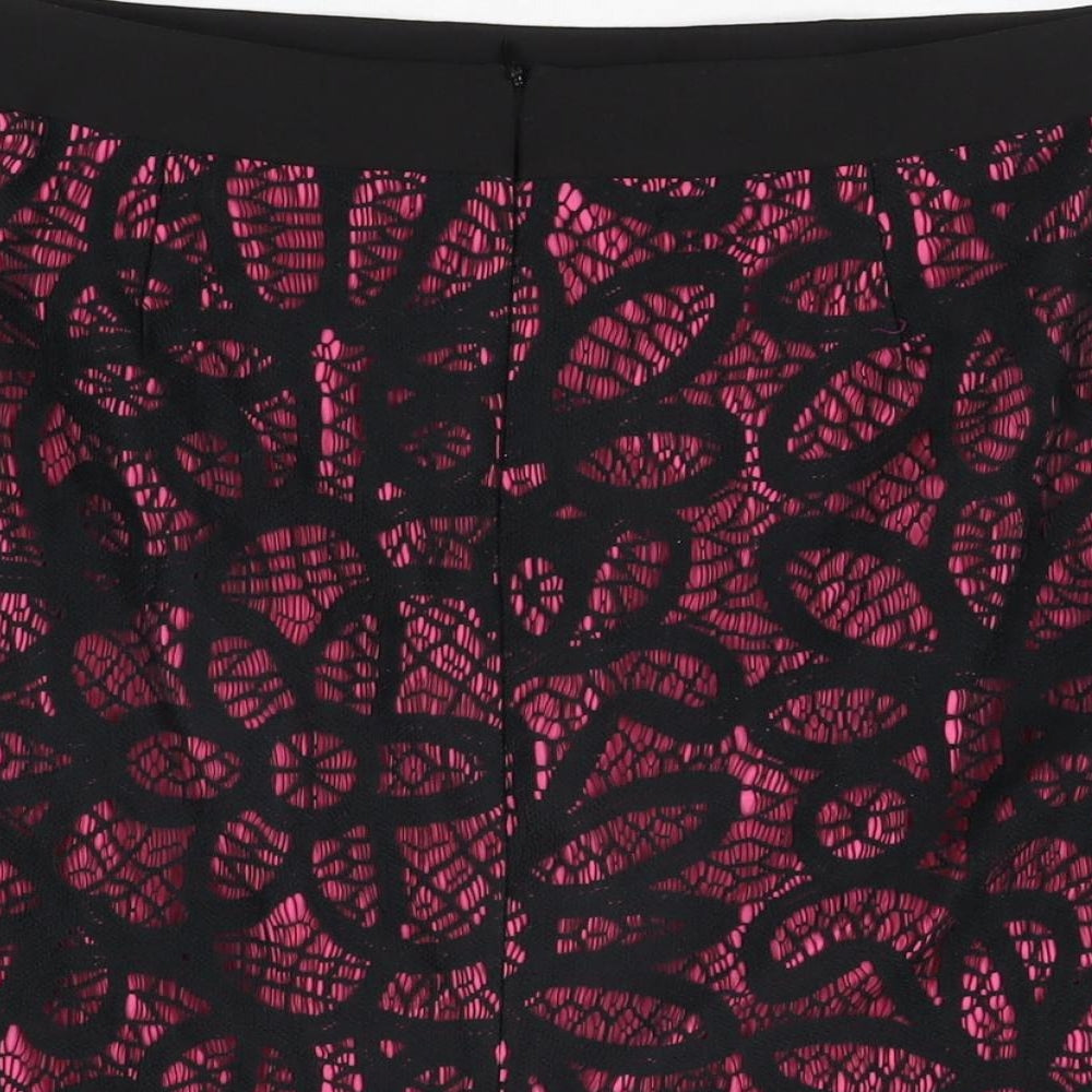 Daisy May Womens Black Geometric Polyester Straight & Pencil Skirt Size 14 Zip