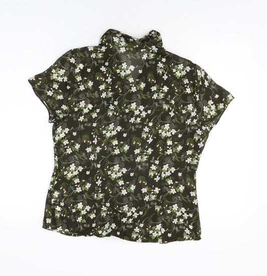 Womens UK Size 12 Soon Green Basic Button-Up