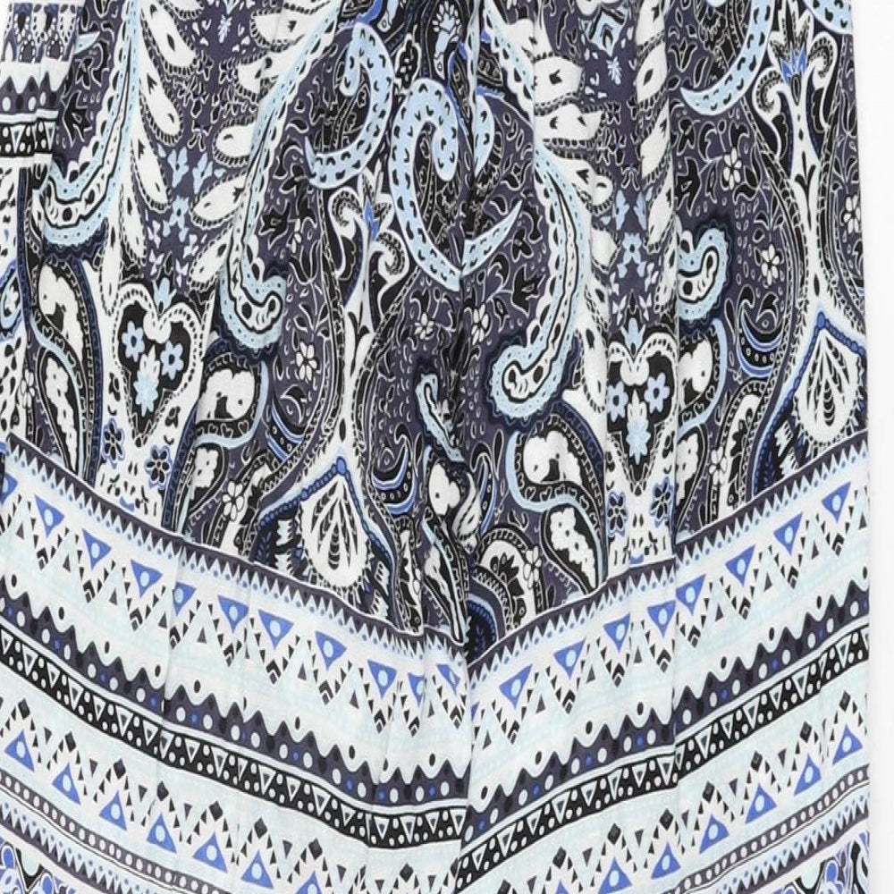 Saint Tropez Womens Blue Geometric Polyester Trousers Size S L30 in Regular