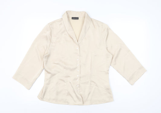 Womens UK Size 14 Alex & Co Ivory Basic Button-Up