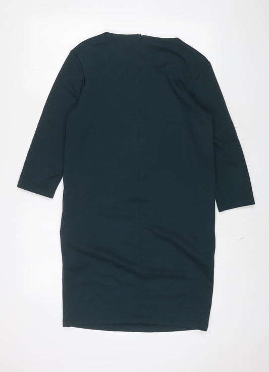 Uniqlo Womens Green Polyester Sheath Size S Boat Neck Zip