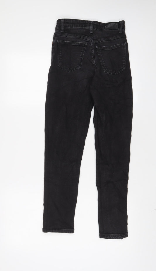 Mango Womens Black Cotton Mom Jeans Size 4 L27 in Regular Zip