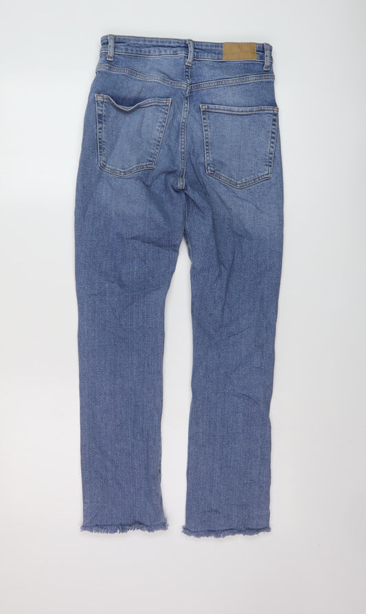 Zara Womens Blue Cotton Straight Jeans Size 8 L27 in Regular Button