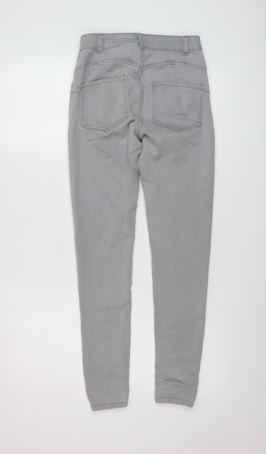 Denim & Co. Womens Grey Cotton Skinny Jeans Size 8 L28 in Regular Button
