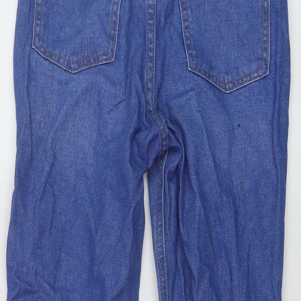 F&F Girls Blue Cotton Straight Jeans Size 10-11 Years Regular Button
