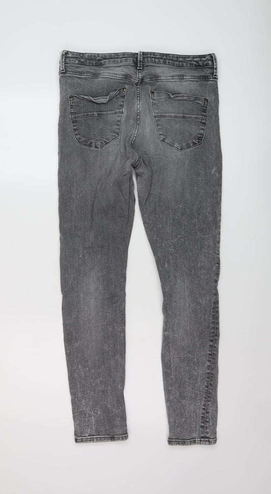 Denim & Co. Womens Grey Cotton Skinny Jeans Size 14 L28 in Regular Button