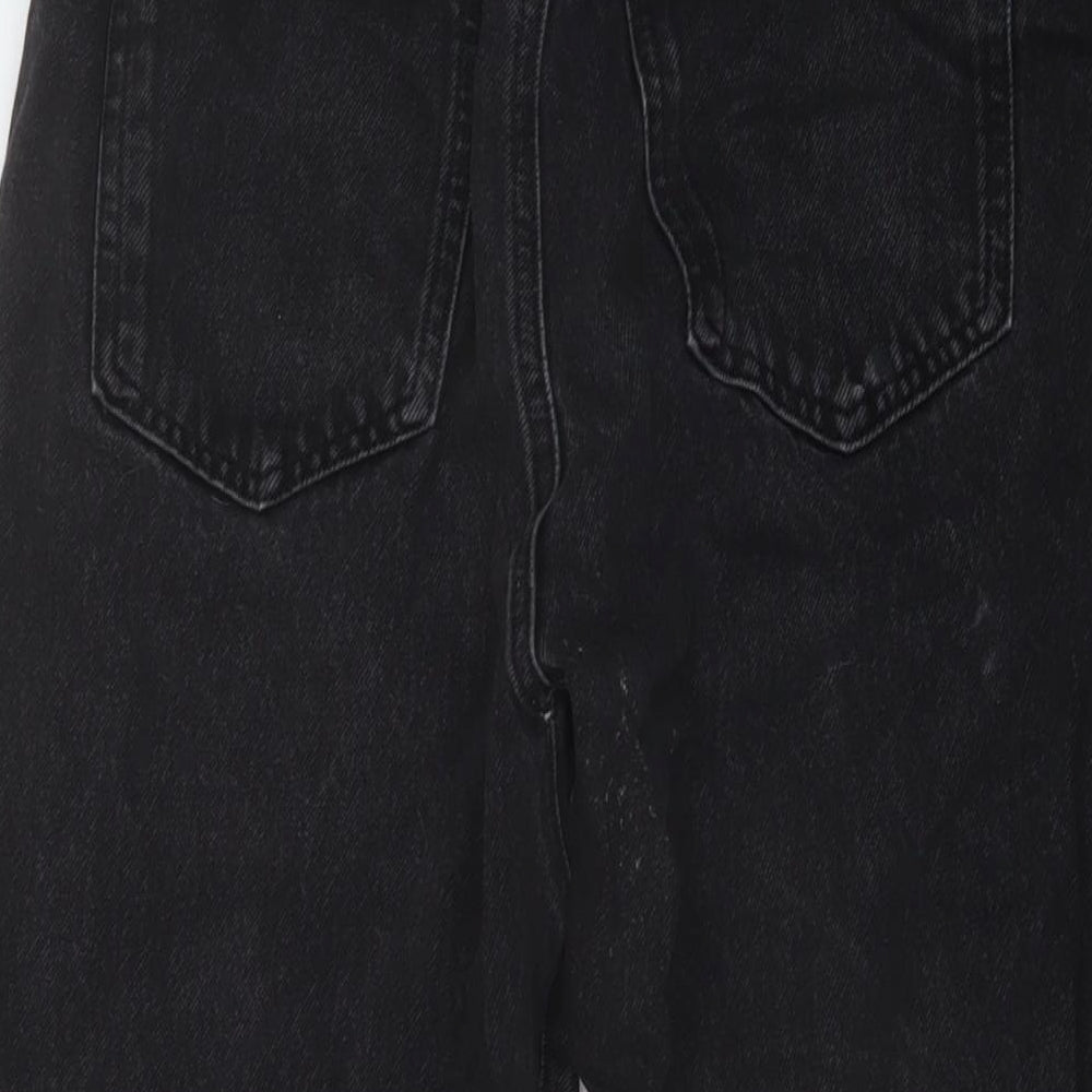 Zara Womens Black Cotton Mom Jeans Size 8 L24 in Regular Button