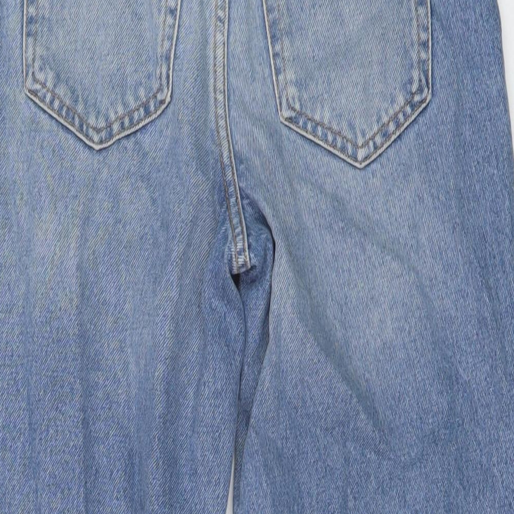 New Look Womens Blue Cotton Wide-Leg Jeans Size 6 L28 in Regular Button