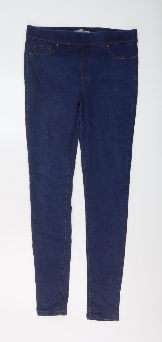 Additional front view of Denim & Co. women’s blue cotton jegging jeans, size UK 14, 31-inch leg regular