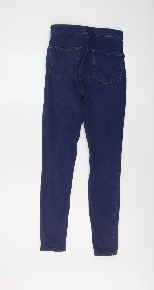 Topshop Womens Blue Cotton Skinny Jeans Size 28 in L27 in Regular Button