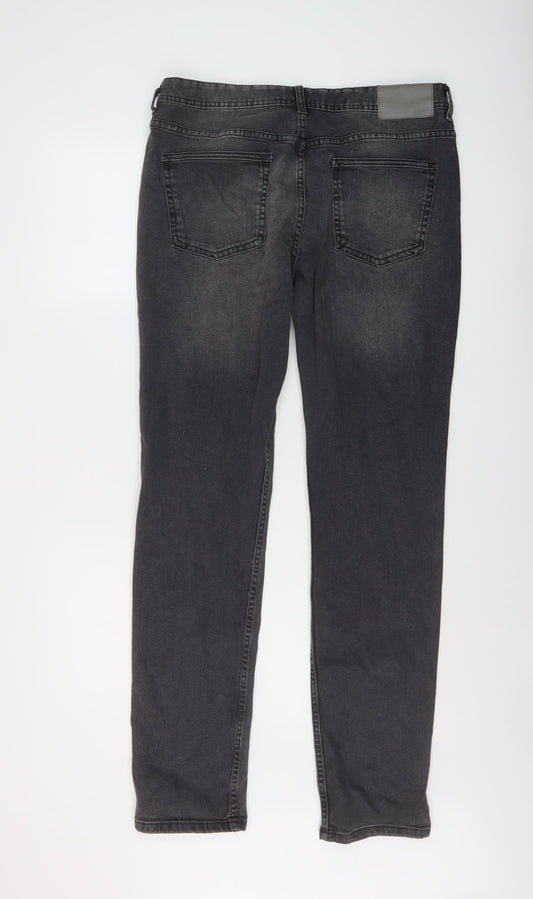 Denim & Co. Mens Grey Cotton Straight Jeans Size 34 in L34 in Slim Button