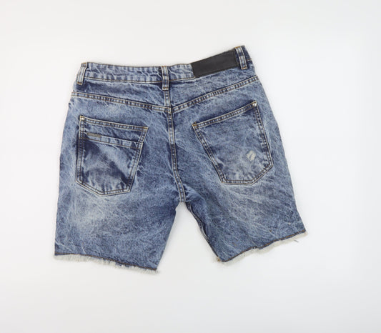 Good For Nothing Mens Blue Cotton Bermuda Shorts Size 30 in L10 in Regular Button