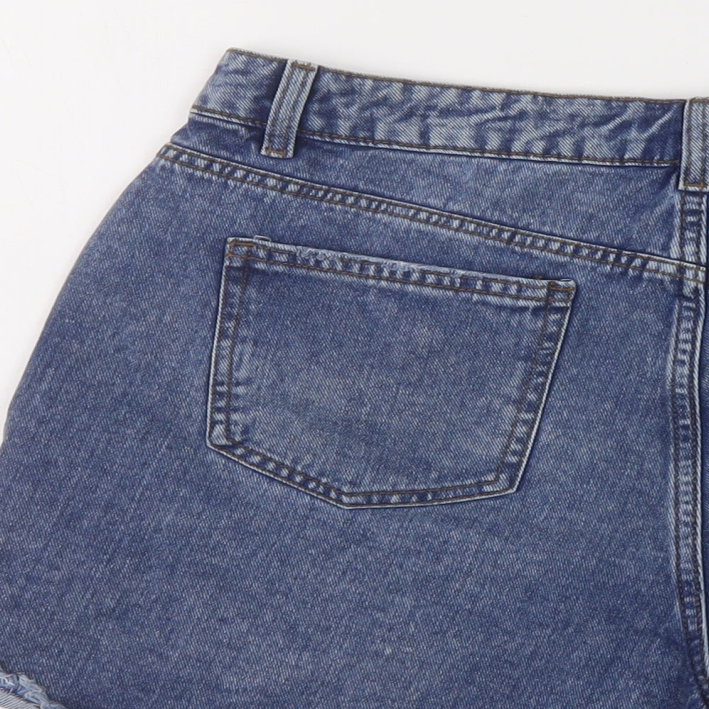 nUT,MEG Womens Blue Cotton Boyfriend Shorts Size 12 L4 in Regular Button