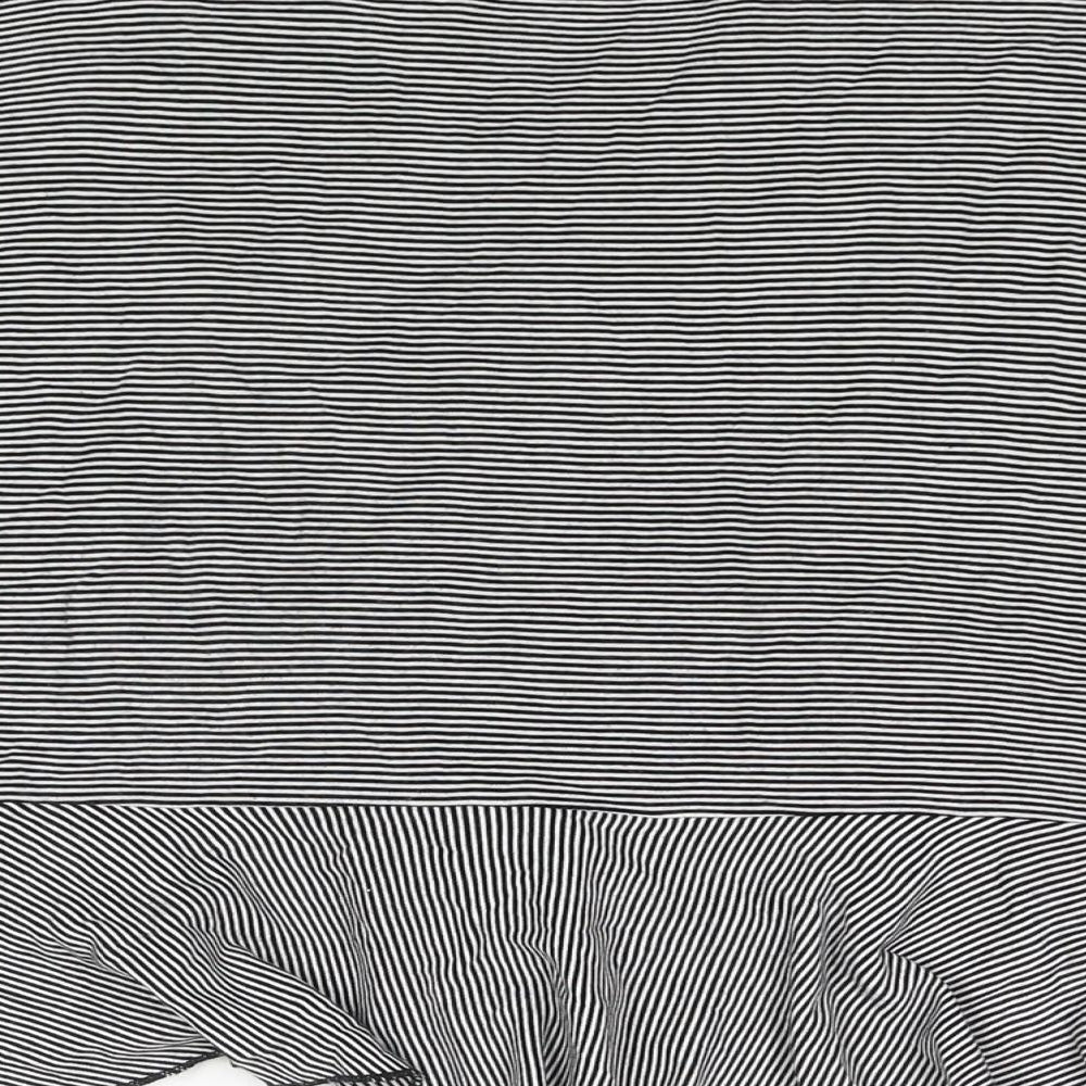 H&M Womens Black Striped Polyester A-Line Skirt Size 32 in - Wrap Style Frill