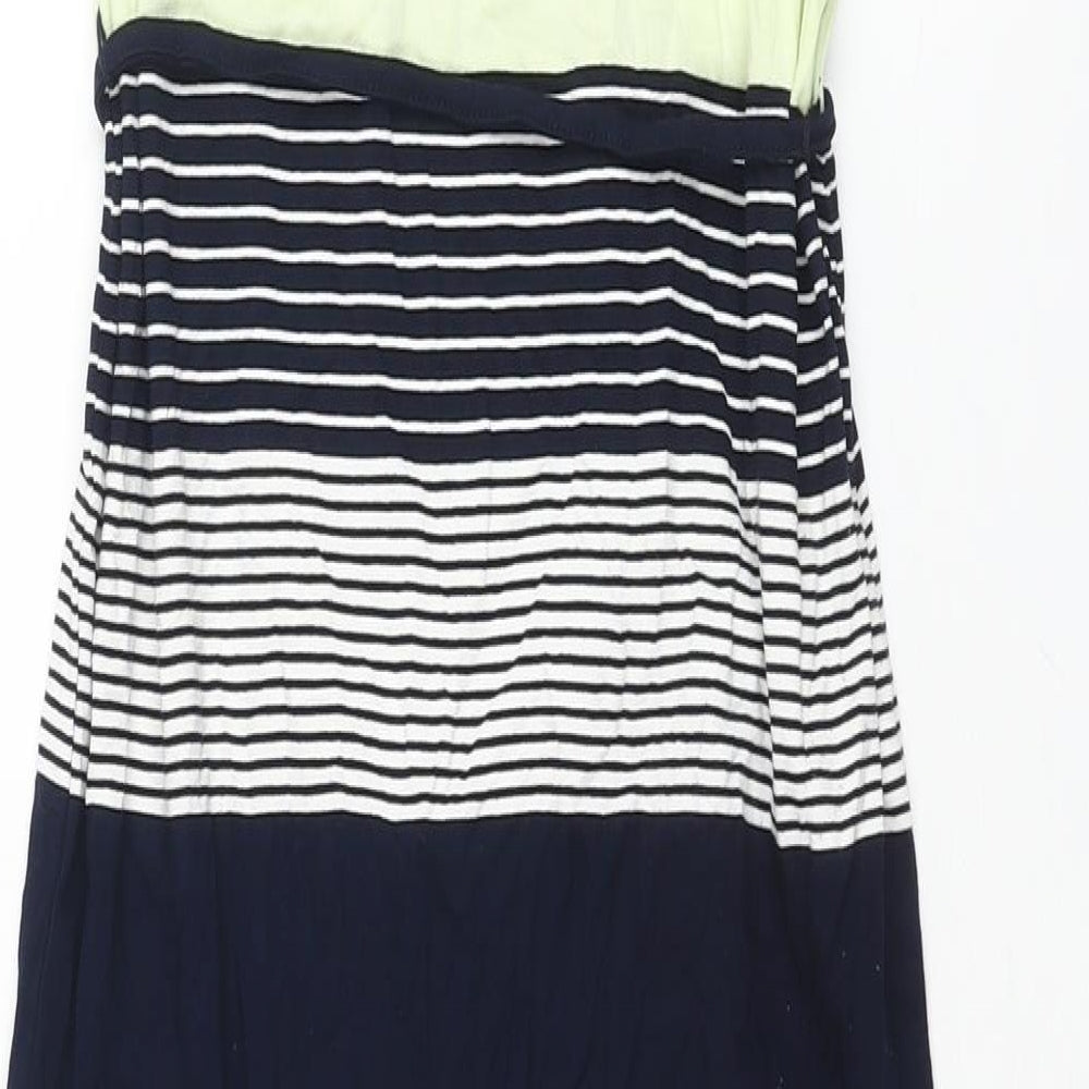 Oasis Womens Multicoloured Striped Viscose Shift Size XS V-Neck Pullover - Belted