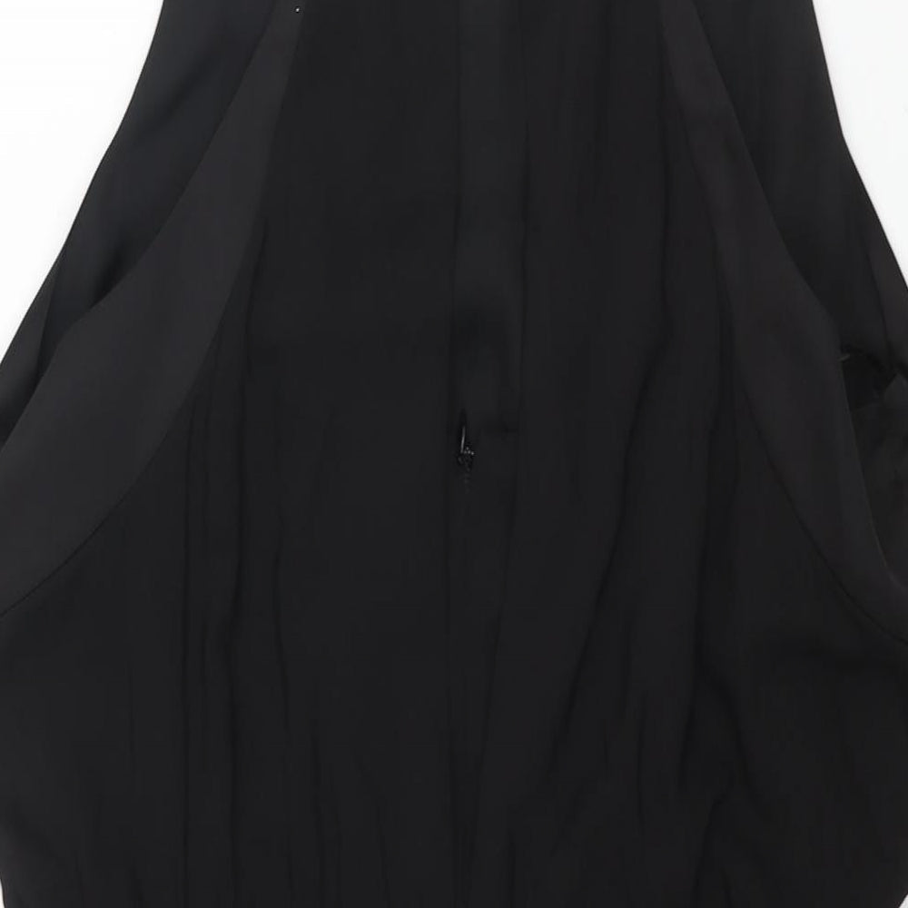 Coast Womens Black Polyester Shift Size 14 Round Neck Zip - Stud Detail