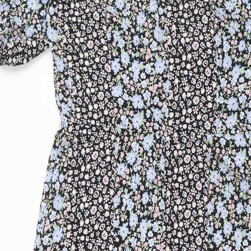 Miss Selfridge Womens Multicoloured Floral Polyester Shift Size 6 V-Neck Button