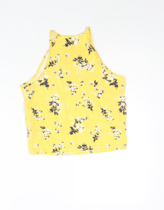 Womens UK Size 12 New Look Yellow Basic Tank