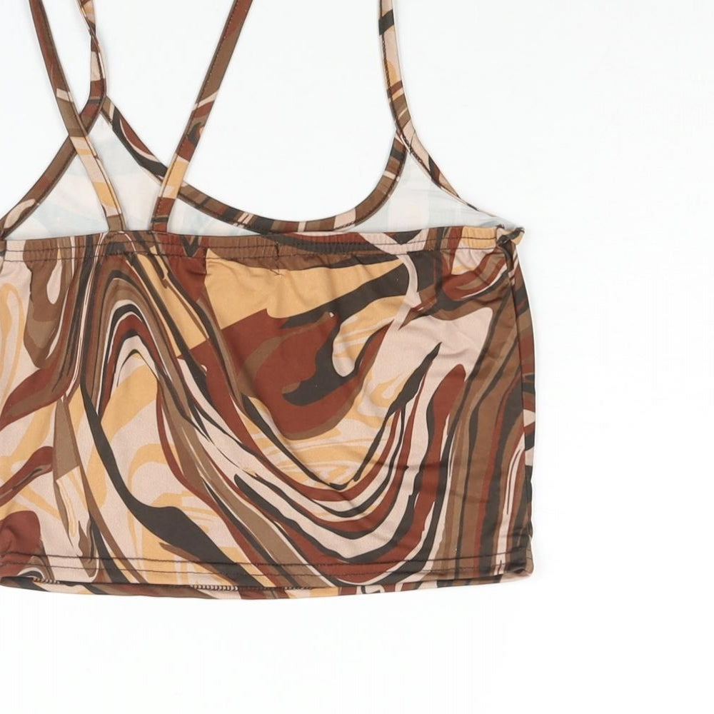 Womens UK Size 4 PRETTYLITTLETHING Brown Cropped Tank