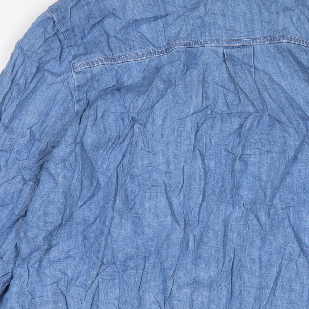 TU Womens Blue Cotton Sheath Size 16 Collared Zip