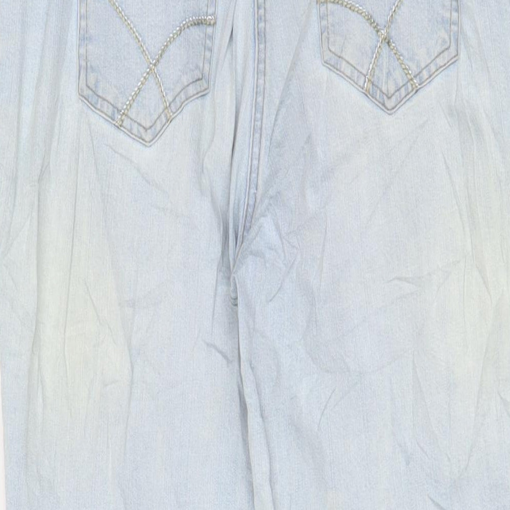 Damart Womens Blue Cotton Straight Jeans Size 14 L27 in Regular Zip