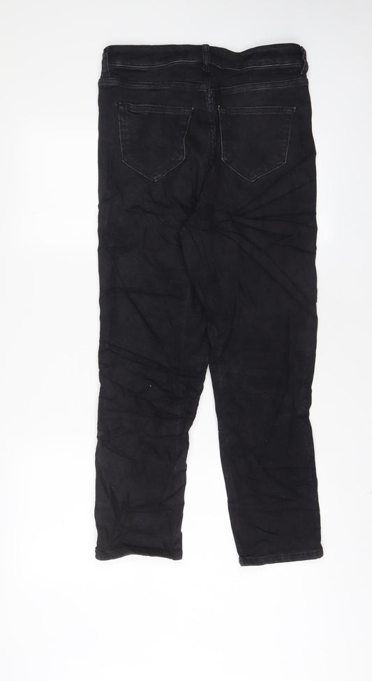 George Womens Black Cotton Straight Jeans Size 10 L28 in Regular Zip