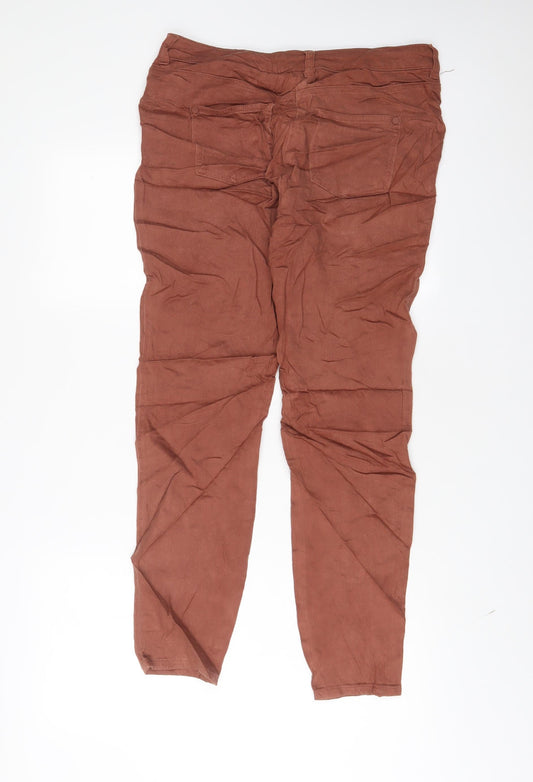 NEXT Womens Brown Cotton Skinny Jeans Size 14 L30 in Regular Zip